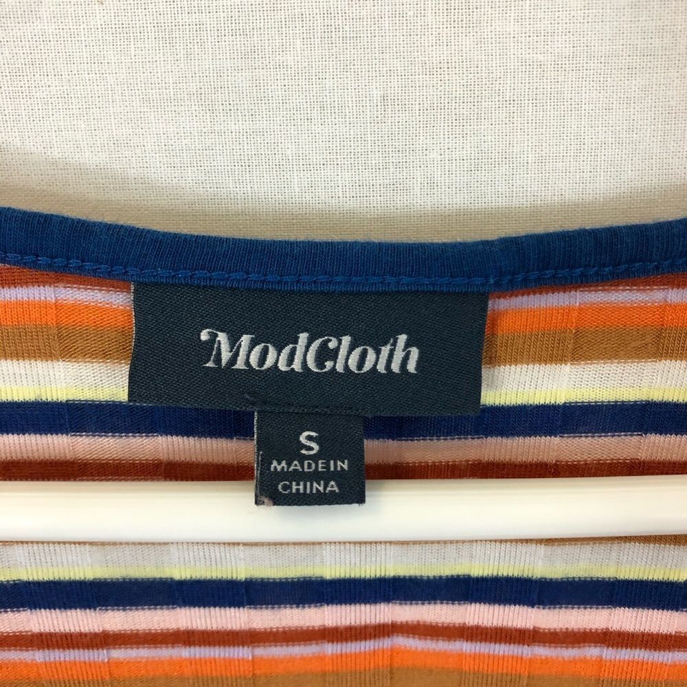ModCloth Ribbed Striped Long Sleeved Top Small - Picture 9 of 10
